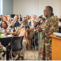 Connie Baptiste, owner of Hunter Family Farm, provides the keynote address during the 2025 Farm Stress Summit in Statesboro, Georgia.