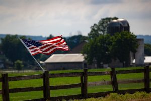American flag on a farm