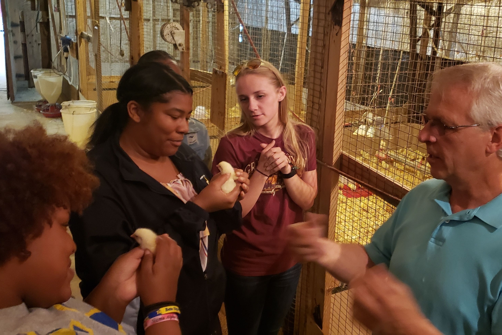 students with chicks
